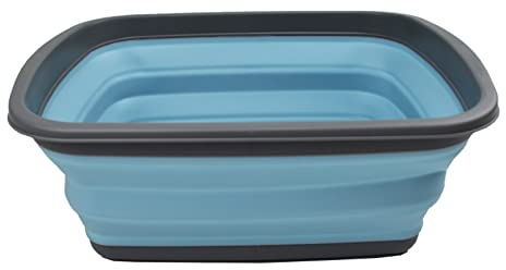 SAMMART 10L (2.6 Gallons) Collapsible Tub - Foldable Dish Tub - Portable Washing Basin - Space Saving Plastic Washtub (Grey/Sea Angel)