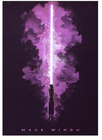 Displate Offiziell Star Wars MetallPoster Magnetische Befestigung Inklusive Lizenziert Bilder Hochwertiges Poster Star Wars - Lightsabers - Mace Windu Poster 45 cm x 32 cm