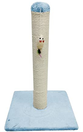 Poste Rascador para Gatos, Arbol Gato Base:40x40cm Altura: 62cm, Sisal Natural con Juguete Colgante,Color Azul