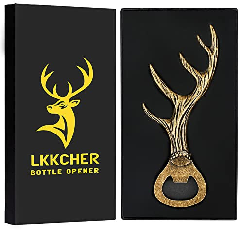 LKKCHER Hirschgeweih Geschenke, Geburtstagsgeschenk für Frauen Männer, Bierflaschenöffner, Weihnachtsgeschenke für frauen Männer, Personalisierte Geschenke für Jäger, Fraue, Männer, Mama, Papa, Vater