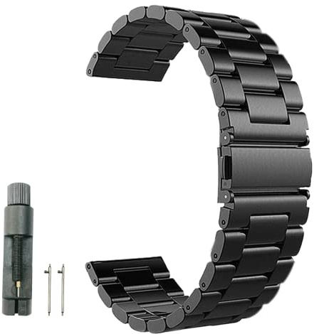 SZHELEJIAM 22mm Edelstahl Armband - Universell für klassische & Smartuhren, Volledelstahl, Inklusive Bandregler, Schnellverschluss Uhrenarmband Metallschraube für Herren