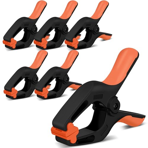 HORUSDY 6-Pack Spring Clamps Heavy Duty, 7-inch Large Plastic Clamps for Crafts with 3.7 Inch Jaw Opening for DIY, Gluing, Clamping and Securing