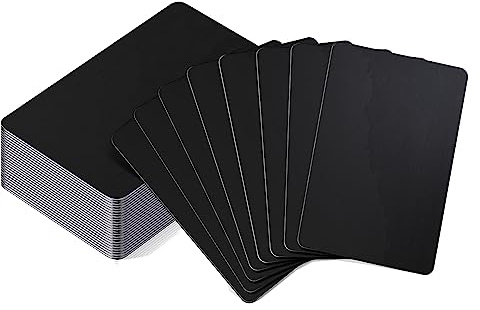 24 Piezas de Tarjetas de Visita de Metal Negro Mate, Aluminio para Grabado Láser ， Arjetas de Visita de Aluminio en Blanco para Tarjetas de Regalo de Bricolaje de Oficina (0,45mm de Grosor)