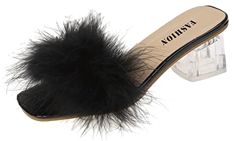 Allbestop Femmes Sandale À Talon Bas,Escarpins Compensés Bottine Talon Aiguille Savate Homme Chausson Femme 41 Mules Femme Sexy Chausson Fourré Homme(Le noir,38)