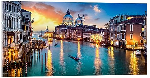 Posterlounge Canal Grande in Venedig am Abend, Italien Acrylglasbild | 100 x 50 cm von Jan Christopher Becke Wandbilder Wanddeko