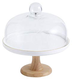 OQHAIR Soporte para Tartas Phnom Penh Cerámica Alta Exhibición De Pasteles Cubierta De Vidrio Merienda Plato De Fruta Mesa De Postre Bandeja De Exhibición Soporte para Pasteles Soporte pa