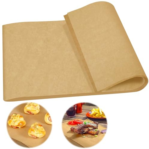 100PCS Greaseproof Paper Sheets, Baking Paper, Burger Paper Sheets, Baking Parchment Roll, Waterproof Greaseproof Paper, Food Paper Sheets, for Rosating, BBQ, Baking Cookies(30x40cm) Brown