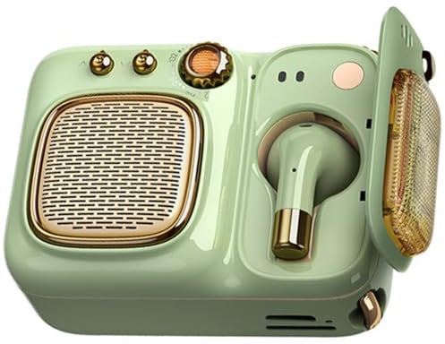 Altavoces retro para auriculares Bluetooth, altavoz/auriculares/radio FM/reproducción de MP3, reproductor portátil Bluetooth Boombox con auriculares, con sonido envolvente HIFI de 360°, estilo