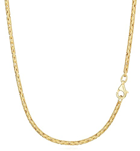 NKlaus Königliche Rundungen: 925 Silber Gelbgold vergoldete runde Königsketten, 42cm, 45cm, 50cm, 2,3mm Breite – Ein prächtiges Collier für königlichen Glanz