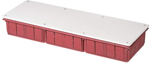 Scatola di derivazione da incasso con coperchio bianco, con paramalta in cartone, 480x160x70mm, per muratura, in tecnopolimero, arancione, serie 350 - Elettrocanali EC350C9P