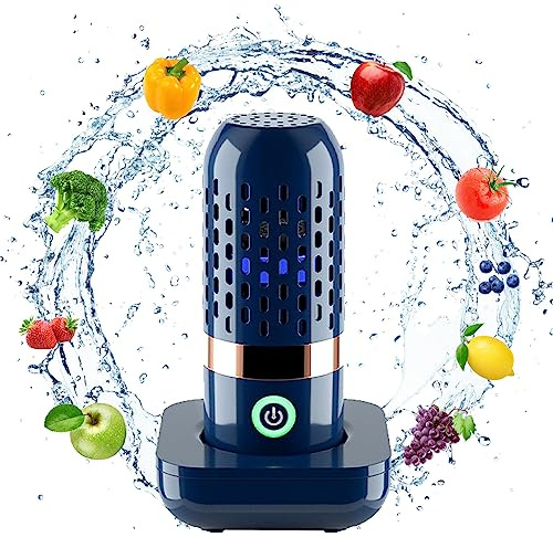 Lavatrice portatile per frutta e verdura a ultrasuoni | Detergente per alimenti con ioni OH, 3000 mAh, ricaricabile tramite USB, per frutta, verdura, stoviglie (blu)