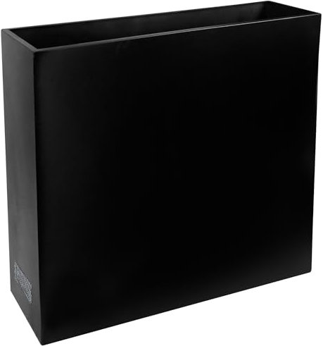 JonesHouseDeco 95x75 cm Macetero Metálico Negro Exterior Resistente Clima con Inserto Desmontable, Macetero Profesional para Comercios con Rejillas de Ventilación