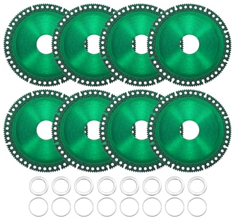 sourcing map Lot de 8 disques de coupe diamant de 10,2 cm, roues de coupe à arbre de 22 mm, disque multifonction avec rondelle de 1,6 cm pour meuleuse, coupe chanfreinage, métal, bois, acier, vert
