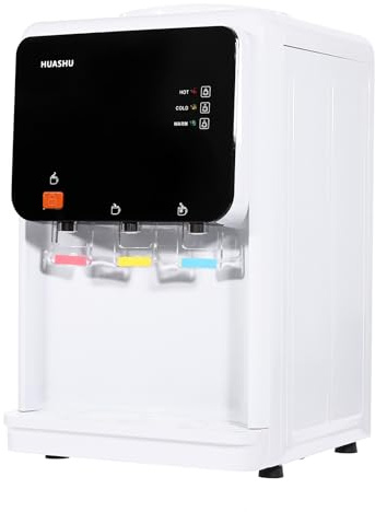 Distributore d'Acqua Calda e Fredda da Tavolo, Elettrico con Refrigerazione, Distributore Acqua per Secchio d'acqua da 4,5 – 18,9L, per Casa e Ufficio, 500W, Bianco