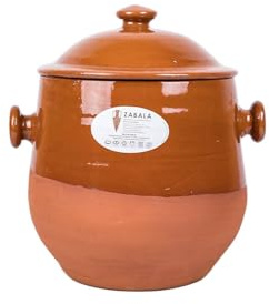 Puchero de Barro Refractario para Cocinar – 2 Litros | Olla Artesanal 20 x 20 cm Hecha a Mano en España | Apto para Horno, Gas o Vitro con Difusor – Felipe Zabala