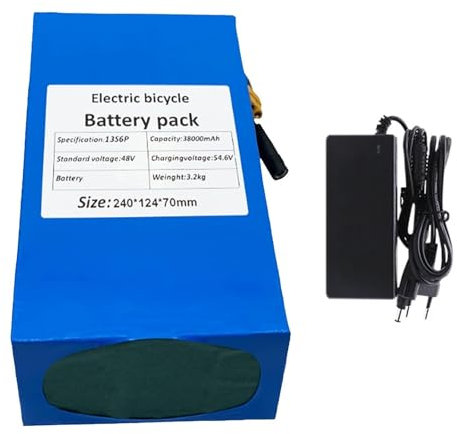 GNIUBBDB Batería de Iones de Litio para Bicicleta eléctrica, 48 V, 38 Ah, 13S6P, con Cargador y protección BMS incorporada, Ideal para Motor de Bicicleta eléctrica de 200-1800 W XT90 Plug