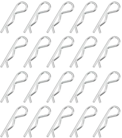 PATIKIL M2.5 x 45 mm Cotter Pin Assortment Kit, 20 Pcs Heavy Duty R Clips Hardware Pin Carbon Steel Spring Fasteners Hitch Pin for Trailer Locking Lawn Mowers Truck, Silver Tone