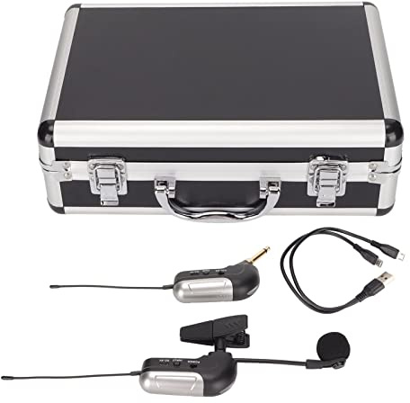 Vvikizy UHF Instrument sans Fil Micro, 360 ° Rotatif à Clips Fixe Auto Connexion Microphone 16 Groupes Fréquence Micro Microphone Clear Pickup pour la Clarinette de Trompette Saxophone