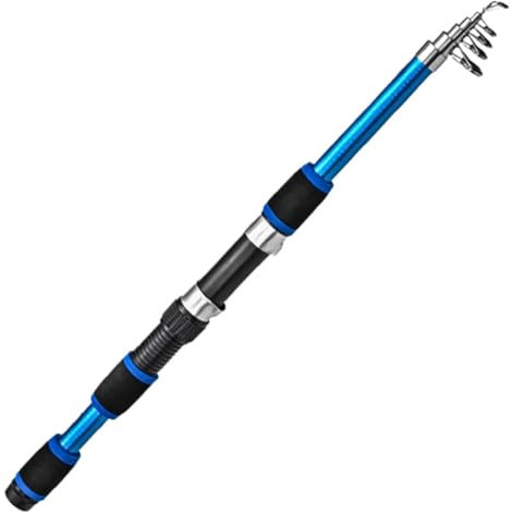 SQIANKUN Stipprute Teleskop-Angelrute for die Straße, Fiberglas, superhart, Meeresruten-Set, Weitwurfrute, 1,8/2,1 Meter, Angelausrüstung Angel Rute(2.1m Blue)