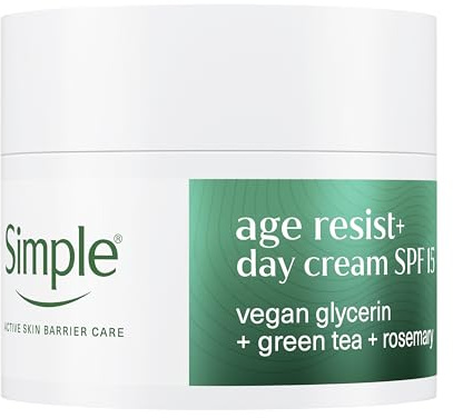 Simple Age Resist+ Day Facial Moisturiser SPF 15, Anti-Ageing Face Cream Day Moisturiser that Helps Fight Premature Ageing, 50 ml