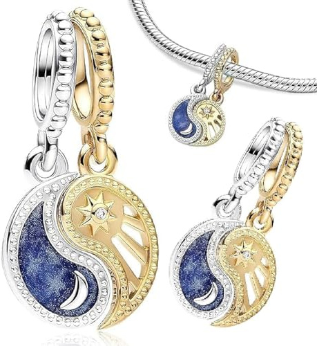 Aatpuss Sonne Und Mond-Anhänger, Anti-Allergie Splitable Sonne und Mond Anhänger, Teilbarer Sonne Mond Anhänger 925 Silber, Schmuck In Form Der Sonne Und Des Mondes Geeignet Für Damen-Anhängerschmuck