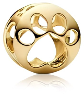 YUMINN Gold Pfotenabdruck Charms 925 Sterling Silber für Armbänder und Halsketten Dangle Anhänger Beads Schmuck Geschenke für Damen