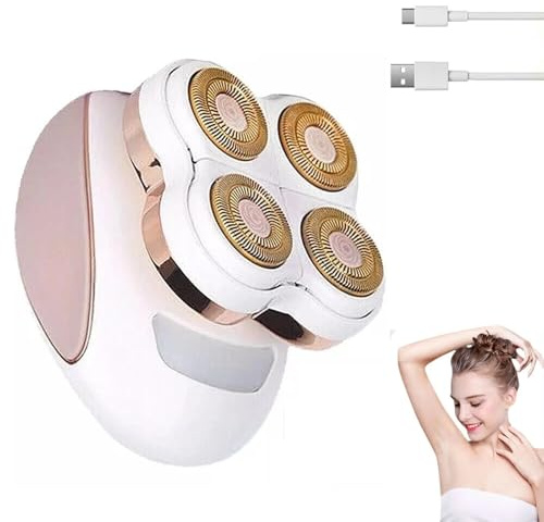 BAAQII Maquinilla de afeitar eléctrica profesional para mujer, depiladora inalámbrica en húmedo y seco, para piernas, brazos, afeitado recargable, cuatro cabezales