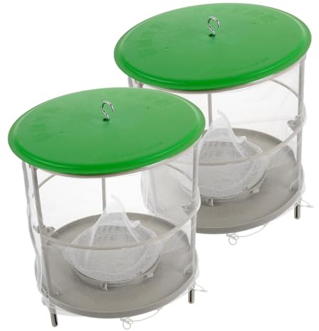 BAZEITFLOW Piège à Mouches Suspendu Lot De 2 en Plastique Et Tissu Maillé Couverture Anti-Pluie pour Toilettes Et Espaces Extérieurs