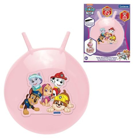 Lexibook, Paw Patrol, Palla a tramoggia Gonfiabile, Pompa Manuale Inclusa, Plastica sicura e Resistente, Rosa, BG040PAGLXB