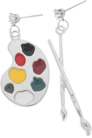 Ipetboom Sketchpad Brush Earrings Retro Asymmetric Alloy Creative Ear Jewelry for Women Girls Fashionable Dangle Ear Pendant for Parties Festivals