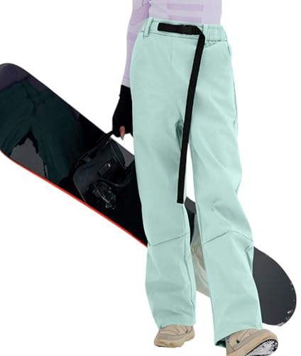 Skihose Damen Wasserdicht Baggy Schneehose Winter Thermo Snowboardhose Ohne Träger Warm Ski Hosen Für Frauen Softshell Weit Skihosen Mit Gummibund High Waist Verstellbar Softshellhose