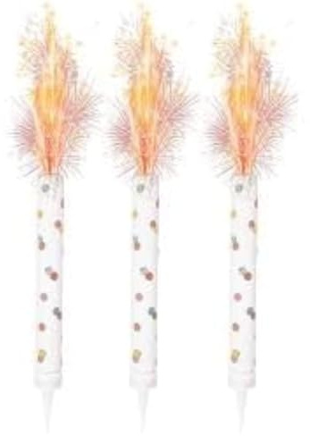 3 Rose Gold Ice Fountain Candles – Sparkling Party Cake Fountain Candles for Birthdays, Weddings & Celebrations – Pack of 3