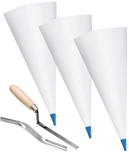 Opatiny Juego de bolsas de lechada de cuero de PVC con paleta y herramienta de nivelación para azulejos y mampostería, color blanco