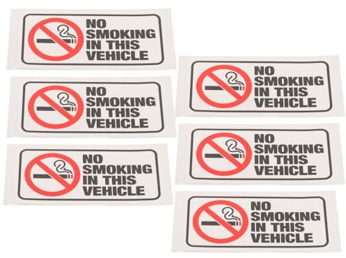 LOPUNER No Smoking Sign Sticker for Car 6pcs Waterproof Self-adhesive No Smoking Decal Vehicle Warning Label Indoor Outdoor Safety Sign