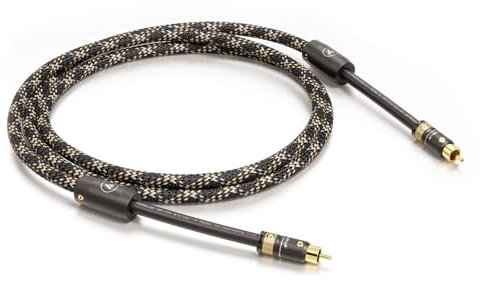 VIABLUE NF-75 Silver Digital Câble RCA coaxial haut de gamme - Double blindage - Plaqué argent - Fiche RCA T6s / RCA - Filtre en ferrite - 1 pièce - 1000 cm x 10 m
