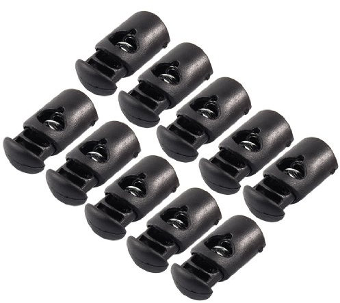 sourcing map Stopper kordel Schwarz Kordelklemme 7mm Kordelstopper Einloch 10 Stück Schnellverschluss aus Kunststoff Feder Stop Toggle Cord Locks Endeschwarz