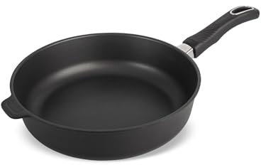 Original Gundel GUSS-BRATPFANNE INDUKTION (Hoch), Ø 28cm, H 7,5 cm, Hochrandpfanne Aluguss mit BIOTAN-Oberfläche, Akku-Therm Boden - Fester Stiel