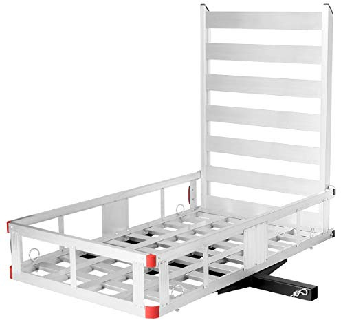 Goplus Hitch Cargo Carrier, 50x29.5 Aluminum Wheelchair Scooter Mobility Carrier with Ramp, Trailer Hitch Mount Cargo Carrier for Truck SUV Van Car,500lbs Capacity,Fit Class III or IV 2 Receiver