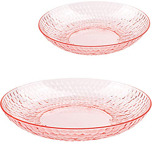 alles-meine.de GmbH Teller mit hohem Rand/Schale - Speiseteller - Ø 20,5 cm - rosa/pink/Rose - Glas Optik - Kunststoff Plastik - mehrweg Erwachsene & Kinder - transparent d..