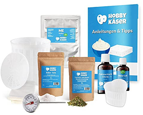 Hobbykäser- Einsteiger-Set | Käseherstellung Käse selber Machen Lab Form Kultur + Herzkäseform