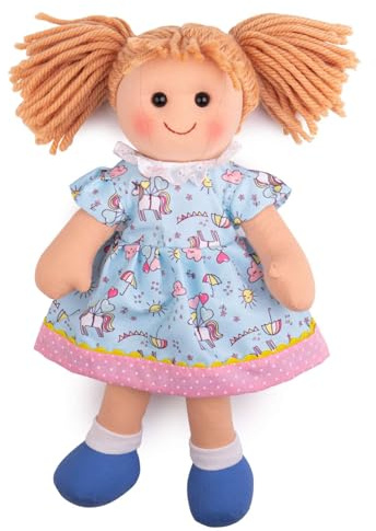 Bigjigs Toys Olivia Rag Doll, 34cm Soft Doll with Removable Clothes