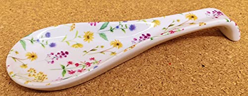 Repose-cuillère Meadow Medium 22 cm en céramique et porcelaine Motif floral brillant décoré à la main au Royaume-Uni