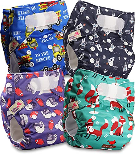 Littles & Bloomz Pocket Stoffwindeln, Klettverschluss, 4er FLV2-0406 | 4 Pocket Stoffwindeln mit Klettverschluss. Einlagen separat erhältlich, verschiedene Optionen verfügbar.