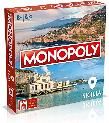 Winning Moves - Die schönsten Dörfer Italiens ed. Sizilien, Monopoly, Brettspiel, 8+ Jahre