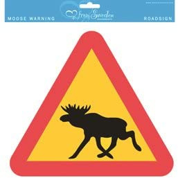 PrintGreen! Elch Warnschild - 33cm - typisches Schweden Souvenir - Deko Verkehrsschild - 10mm Leichtschaumplatte
