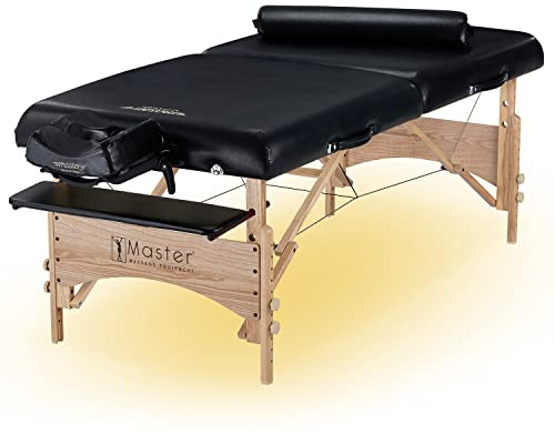 Master Massage Husky Gibraltar Mobil Massageliege Kosmetikliege Therapiebett Klappbar Extra Breit mit Ambiente Beleuchtung Holz 81cm, Schwarz