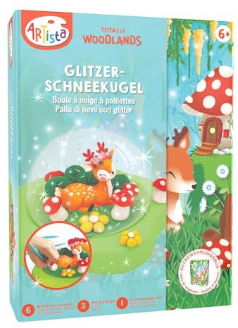 ARTISTA 9301949 Bastelset Glitzer-Schneekugel Reh, DIY-Kit für Kinder, Kreativset ab 6 Jahren