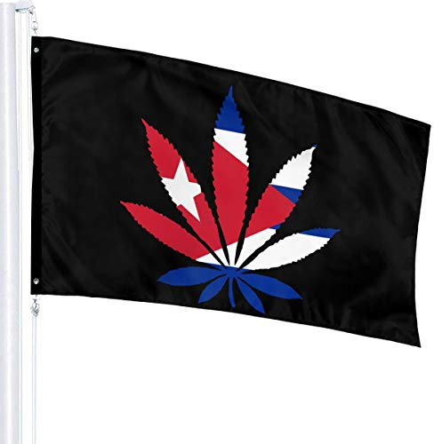 Bandera 3 X 5 Bandera de Cuba Hoja de hierba 100% Poliéster Banderas translúcidas de una sola capa 90 X 150 CM - Pancarta 3 'X 5'
