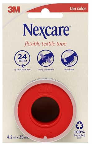 Nexcare Flexible Textile esparadrapo de tela flexible, 4,2 m x 25 mm, 1 rollo/paquete
