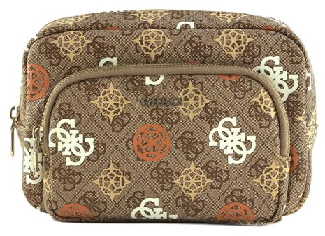 GUESS Travel Case Double Zip Brown Multi